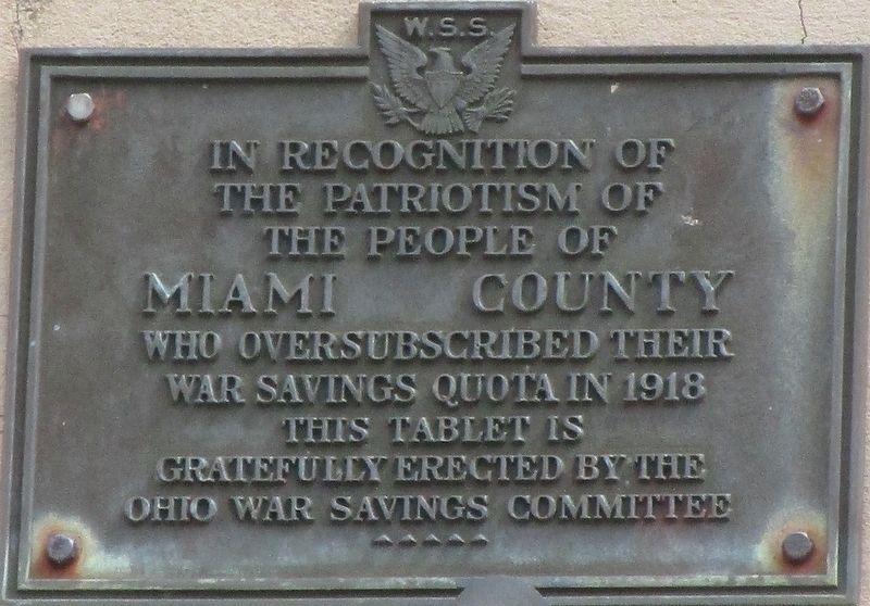 Miami County War Savings Quota Plaque Marker image. Click for full size.
