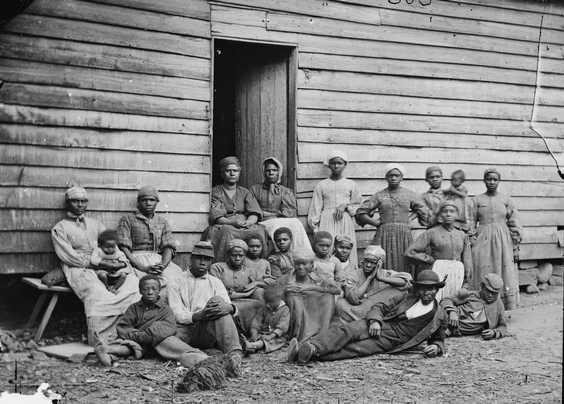 Cumberland Landing, Va. Group of “Contrabands” at Foller’s house image. Click for full size.