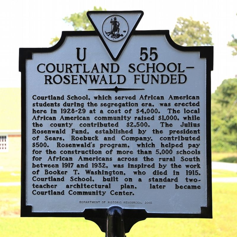 Courtland School — Rosenwald Funded Marker image. Click for full size.