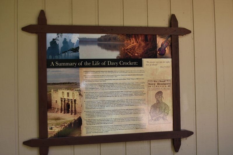 A Summary of the Life of Davy Crockett: Marker image. Click for full size.