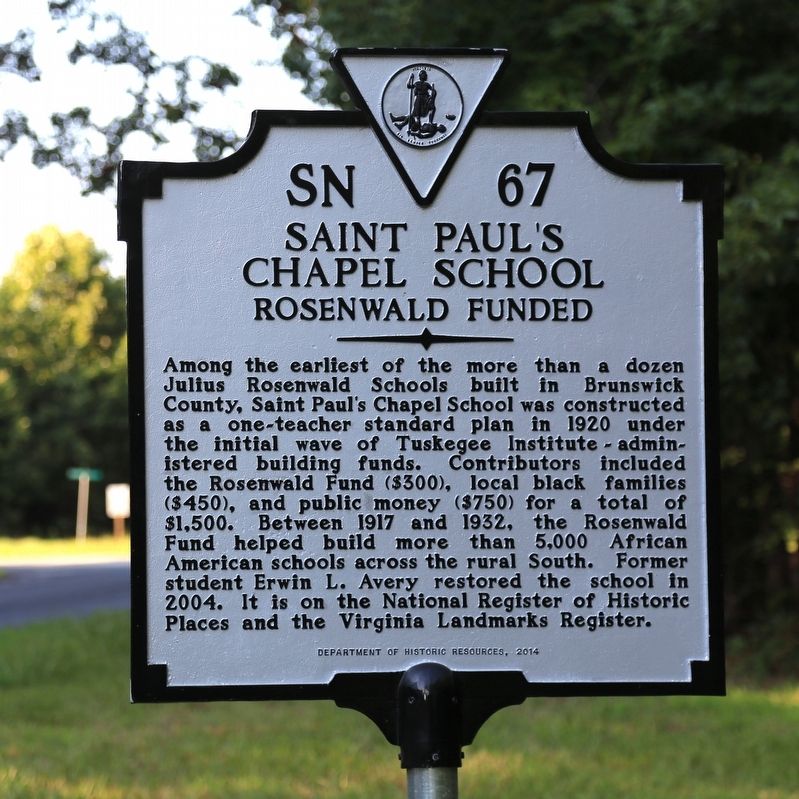 Saint Paul’s Chapel School Marker image. Click for full size.