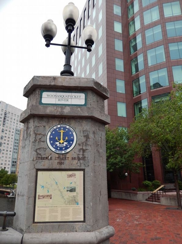 The Woonasquatucket River Marker. Click for full size. The Woonasquatucket River Marker image. Click for full size.