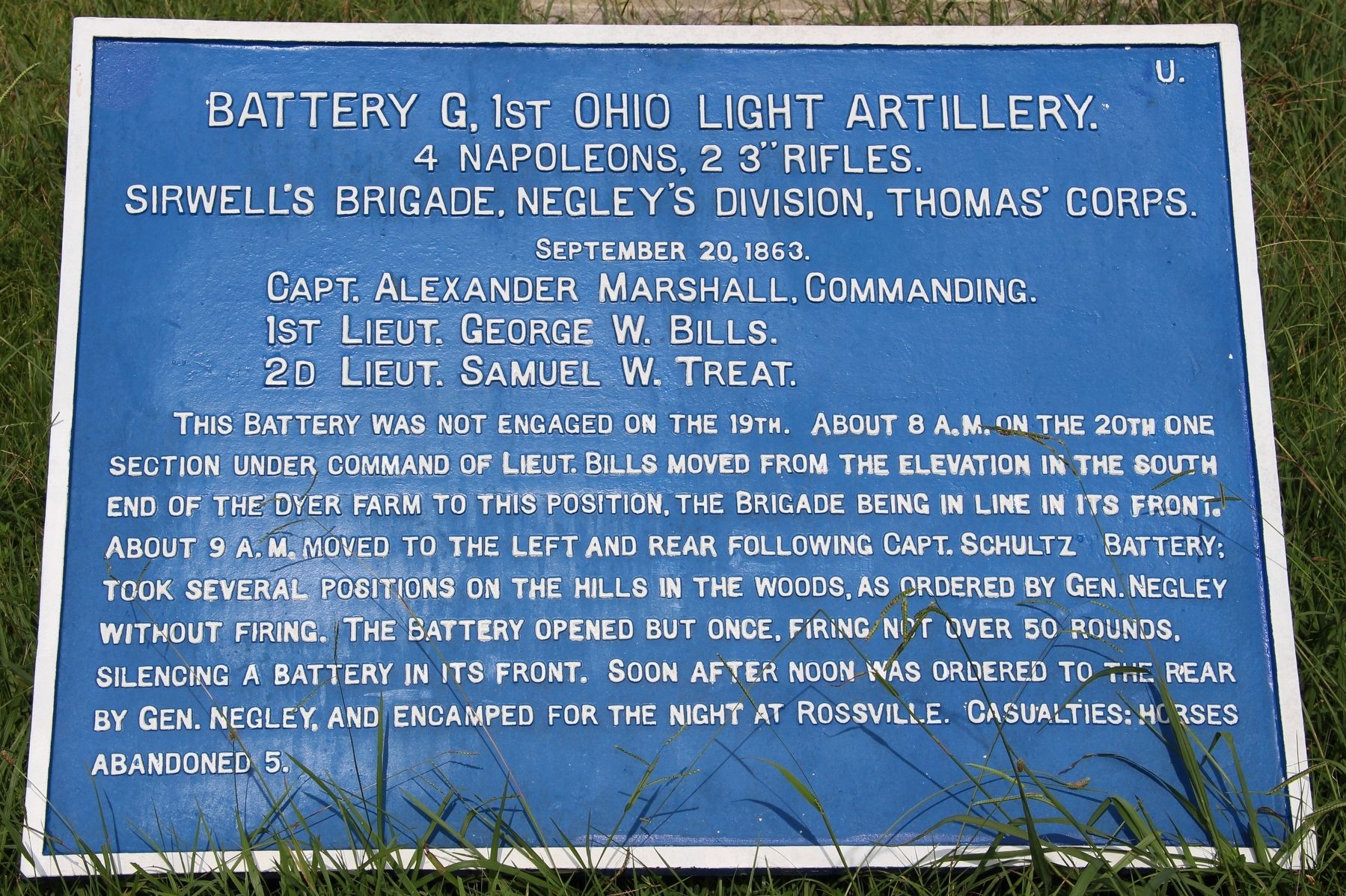 Battery G, 1st Ohio Light Artillery Marker image. Click for full size.