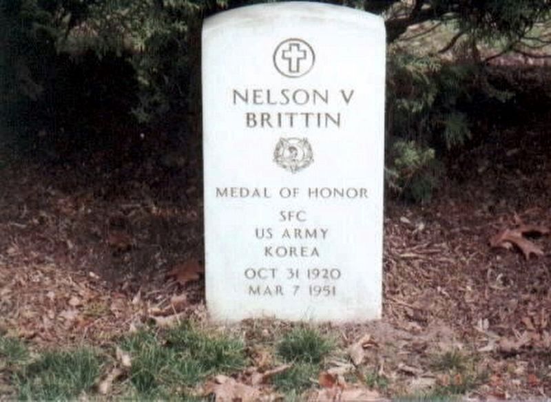 New Jersey Korean War Memorial Marker-Nelson V Brittin grave marker image. Click for full size.