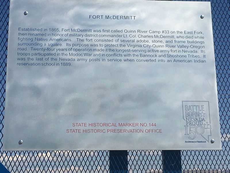 Fort McDermitt Marker. Click for full size. Fort McDermitt Marker image. Click for full size.