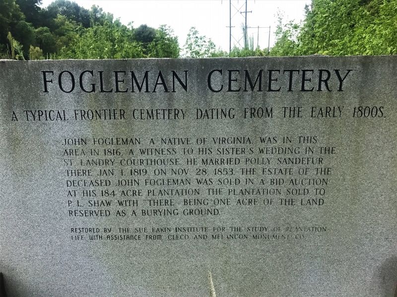 Fogleman Cemetery Marker image. Click for full size.