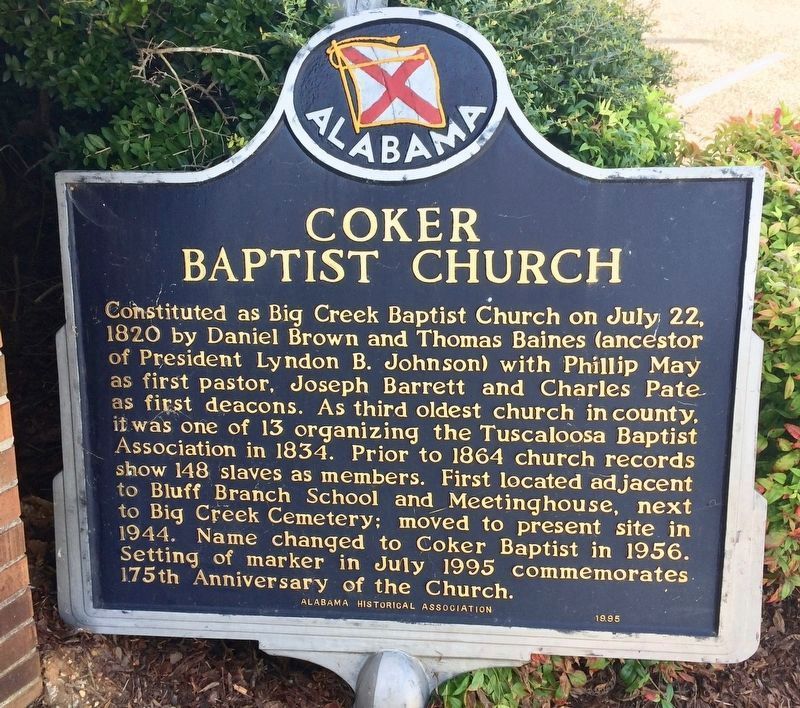 Coker Baptist Church Marker image. Click for full size.