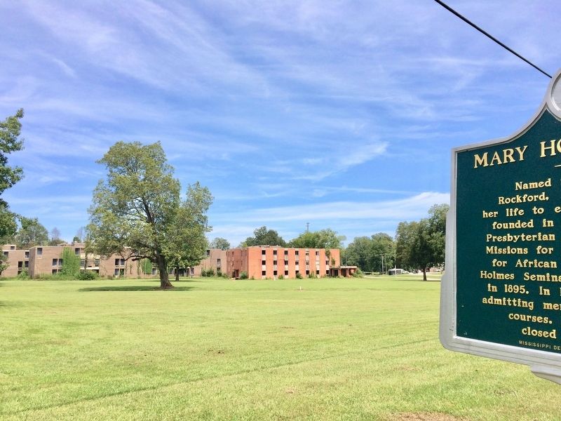 Former Mary Holmes College empty buildings in background. image. Click for full size.