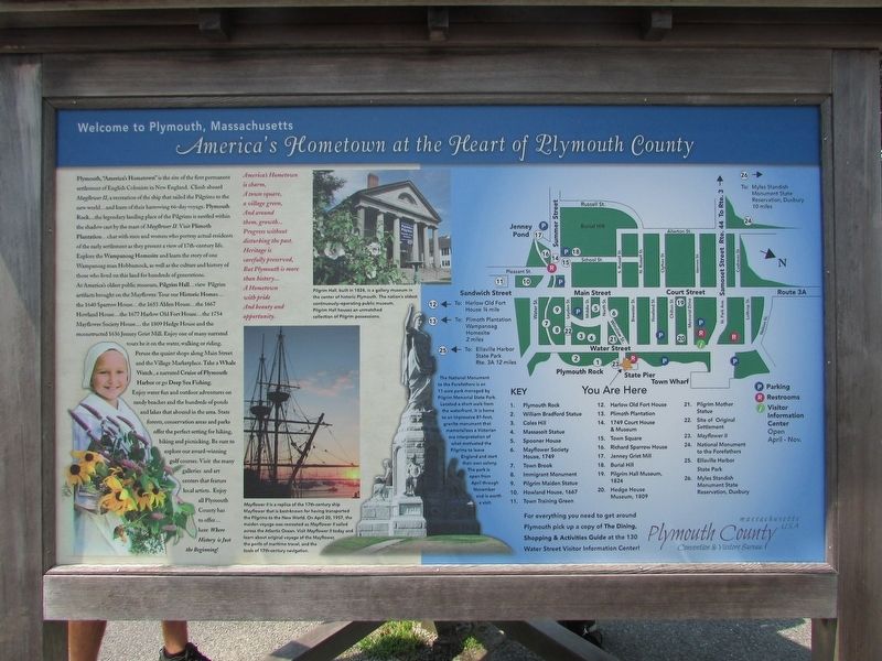 America’s Hometown at the Heart of Plymouth County Marker. Click for full size. America’s Hometown at the Heart of Plymouth County Marker image. Click for full size.