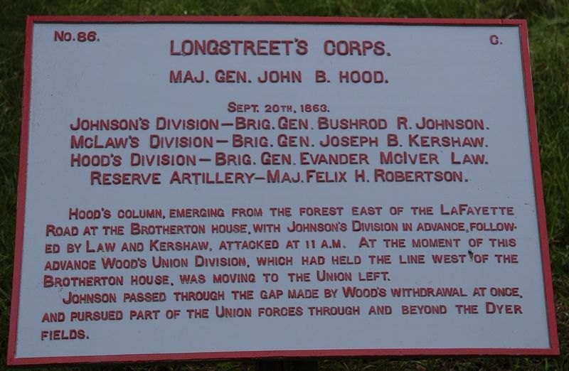 Longstreet's Corps Marker image. Click for full size.