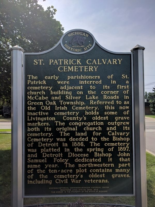 St. Patrick Calvary Cemetery Marker image. Click for full size.