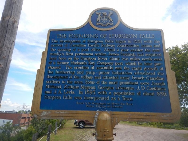 The Founding of Sturgeon Falls Marker image. Click for full size.