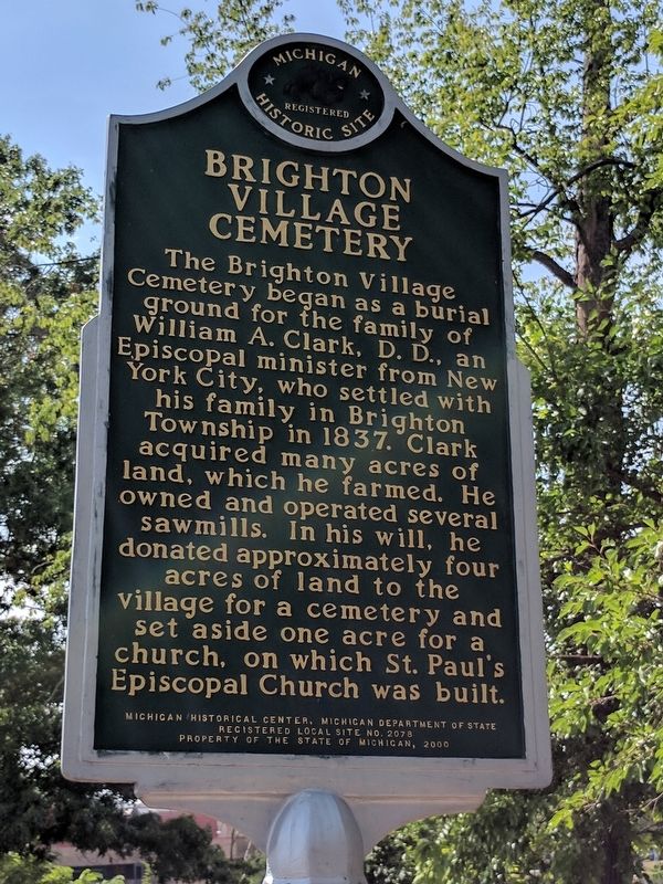 Brighton Village Cemetery Marker image. Click for full size.