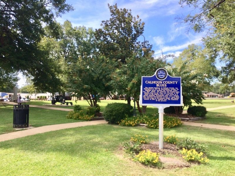 View of Calhoun County Blues marker in the Public Square.. Click for full size. View of Calhoun County Blues marker in the Public Square. image. Click for full size.