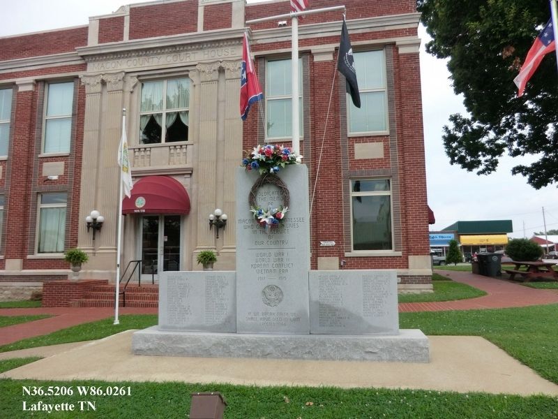 Macon County War Memorial Marker. Click for full size. Macon County War Memorial Marker image. Click for full size.