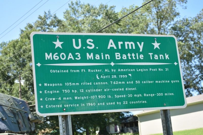 U. S. Army M60A3 Main Battle Tank Marker image. Click for full size.