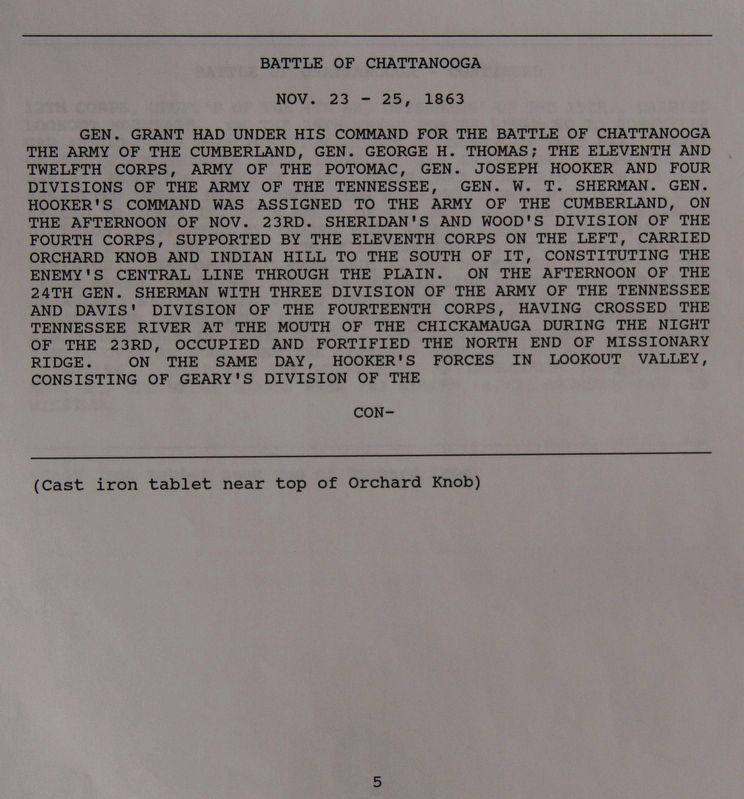Battle of Chattanooga. Marker. Click for full size. Battle of Chattanooga. Marker image. Click for full size.