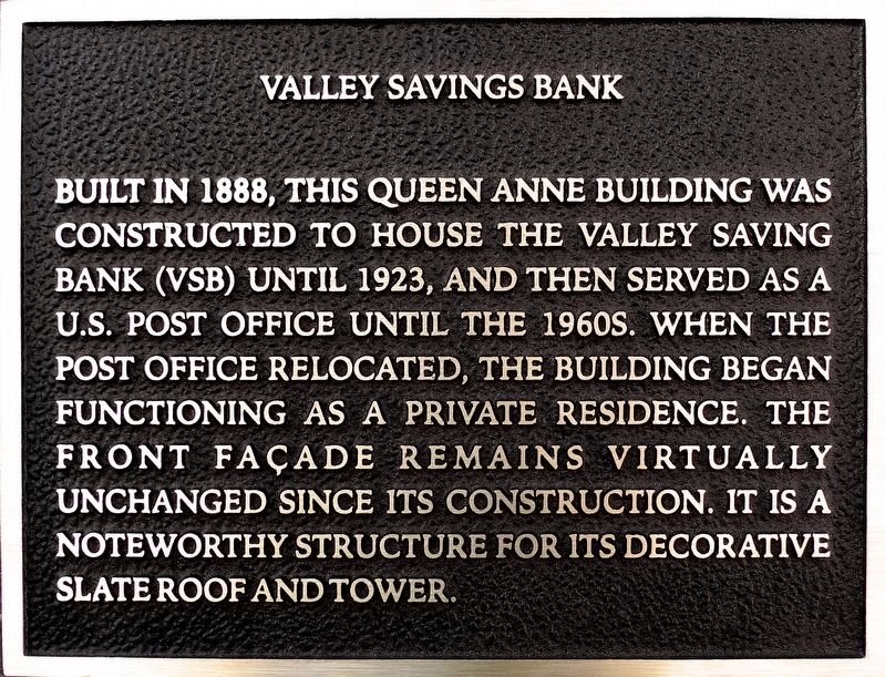 Valley Savings Bank Marker image. Click for full size.