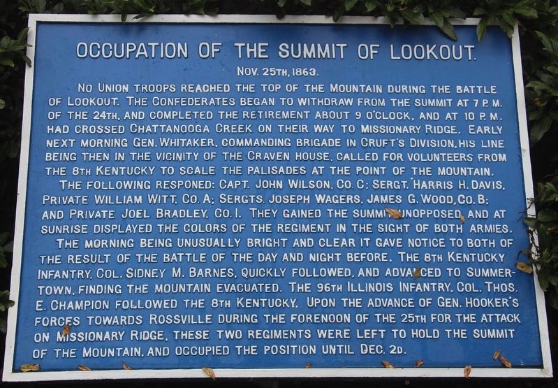Occupation of the Summit of Lookout Marker image. Click for full size.