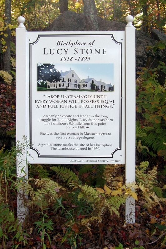 Birthplace of Lucy Stone Marker image. Click for full size.