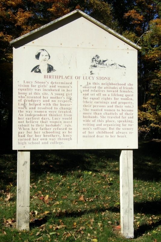 Birthplace of Lucy Stone Marker image. Click for full size.