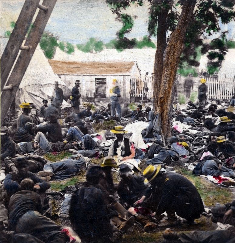 Tending the wounded after the Battle of Antietam image. Click for full size.
