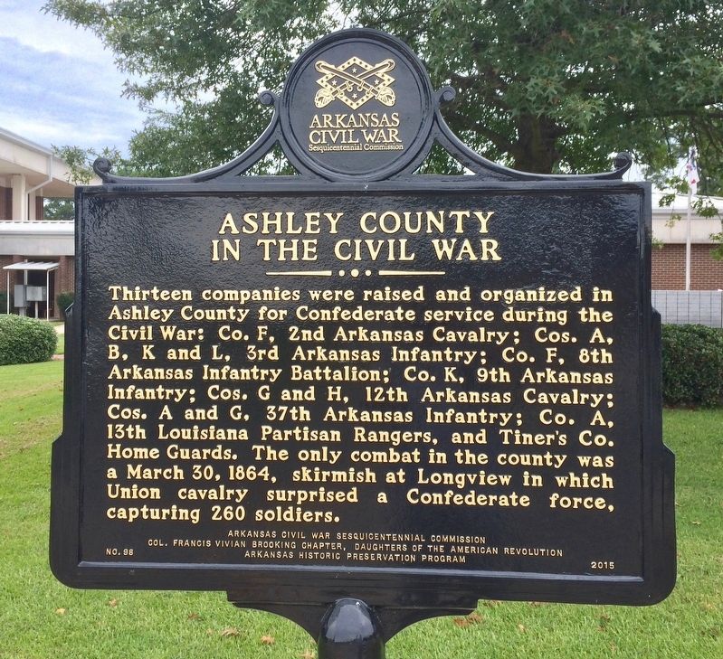 Ashley County in the Civil War Marker image. Click for full size.
