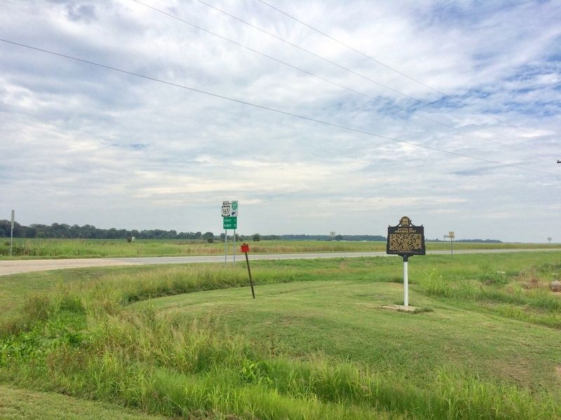 View of marker looking north on U.S. 165.. Click for full size. View of marker looking north on U.S. 165. image. Click for full size.