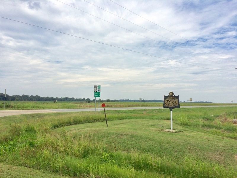 View of marker looking north on U.S. 165. image. Click for full size.