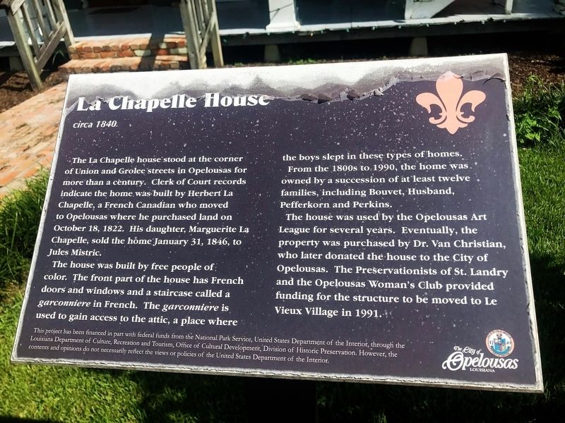 La Chapelle House Marker. Click for full size. La Chapelle House Marker image. Click for full size.