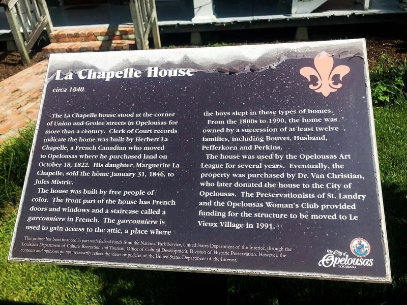 La Chapelle House Marker image. Click for full size.