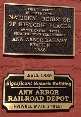 Plaques on Depot Wall image. Click for full size.