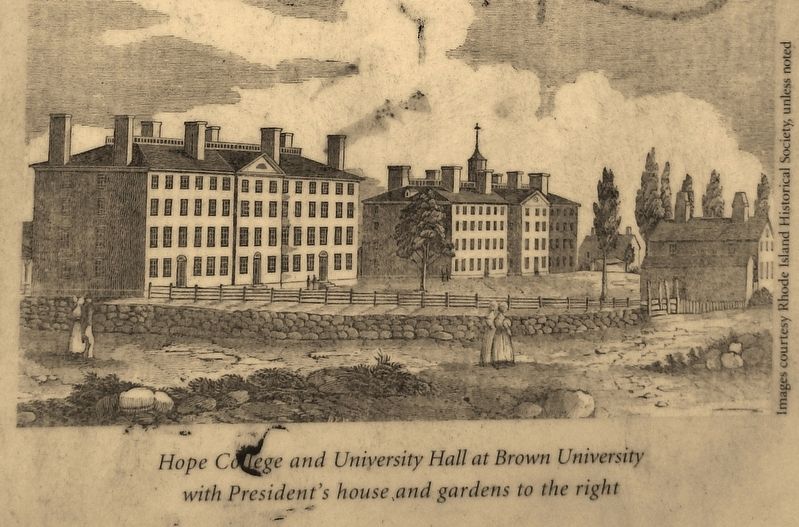 Marker Detail: Hope College and University Hall at Brown University. Click for full size. Marker Detail: Hope College and University Hall at Brown University image. Click for full size.