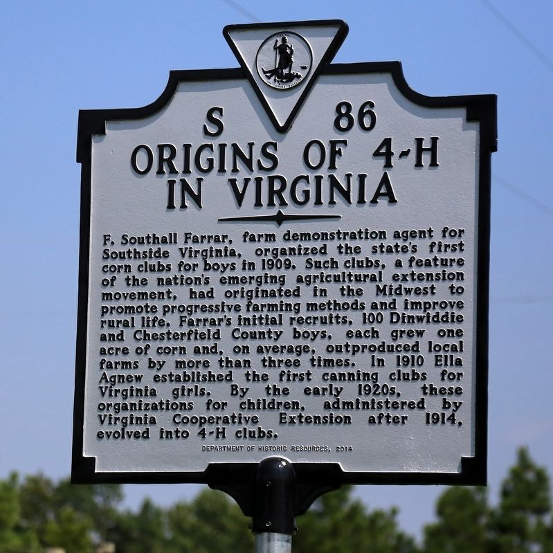 Origins of 4-H in Virginia Marker. Click for full size. Origins of 4-H in Virginia Marker image. Click for full size.