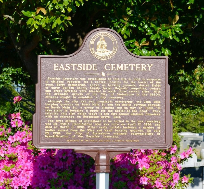Eastside Cemetery Marker. Click for full size. Eastside Cemetery Marker image. Click for full size.