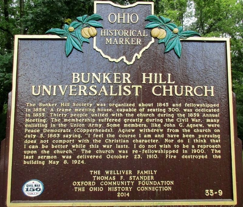 Bunker Hill Universalist Church Marker image. Click for full size.