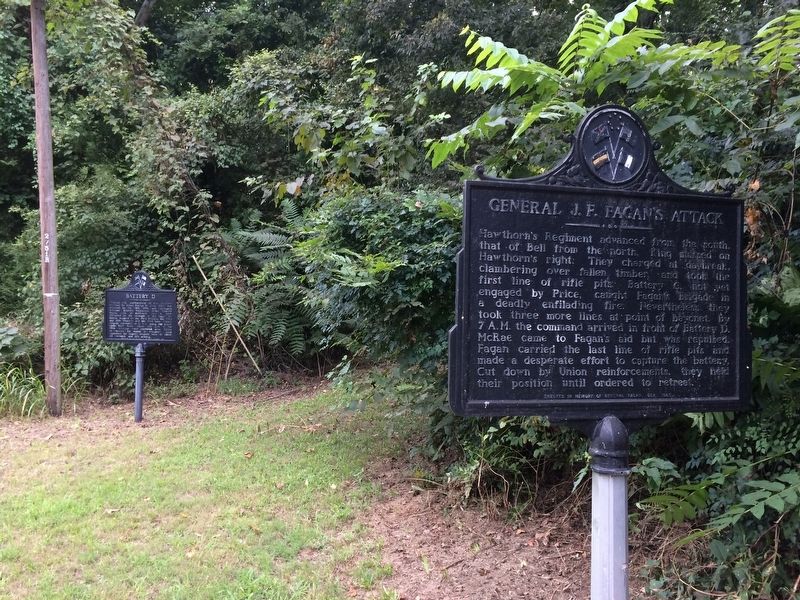 Marker in background with another marker about Fagan's attack in foreground. image. Click for full size.