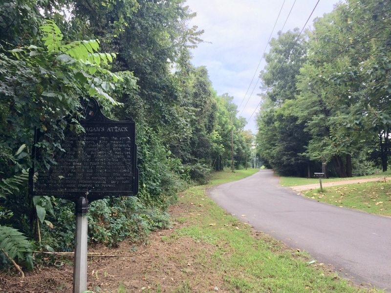 View of marker looking southwest on Military Road. image. Click for full size.