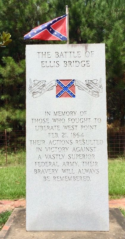 The Battle of Ellis Bridge Monument (Front). Click for full size. The Battle of Ellis Bridge Monument (Front) image. Click for full size.