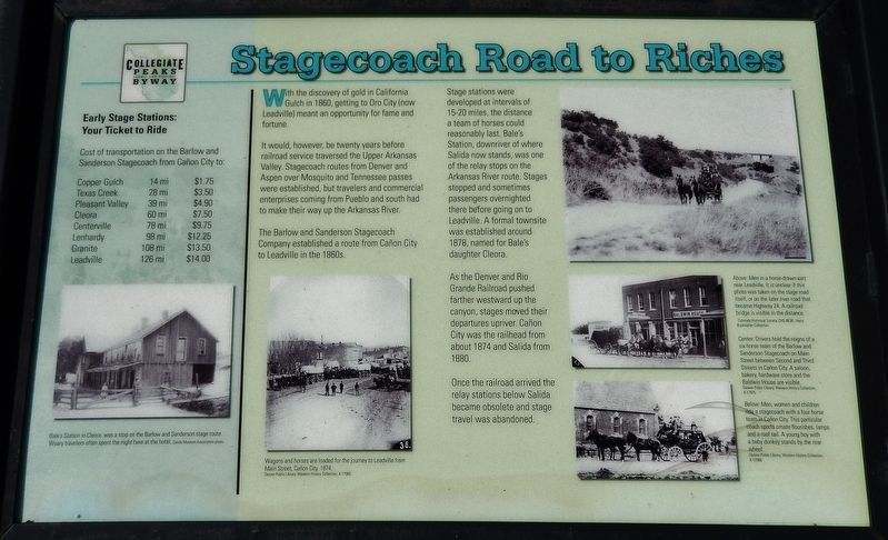 Stagecoach Road to Riches Marker. Click for full size. Stagecoach Road to Riches Marker image. Click for full size.