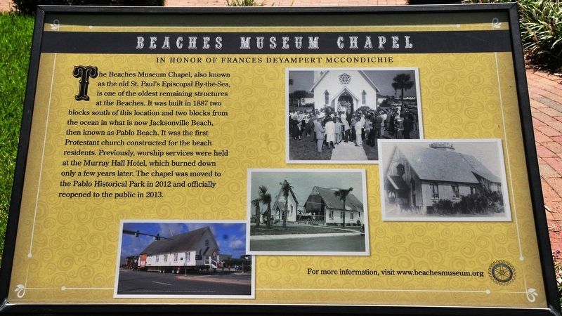 Beaches Museum Chapel Marker. Click for full size. Beaches Museum Chapel Marker image. Click for full size.