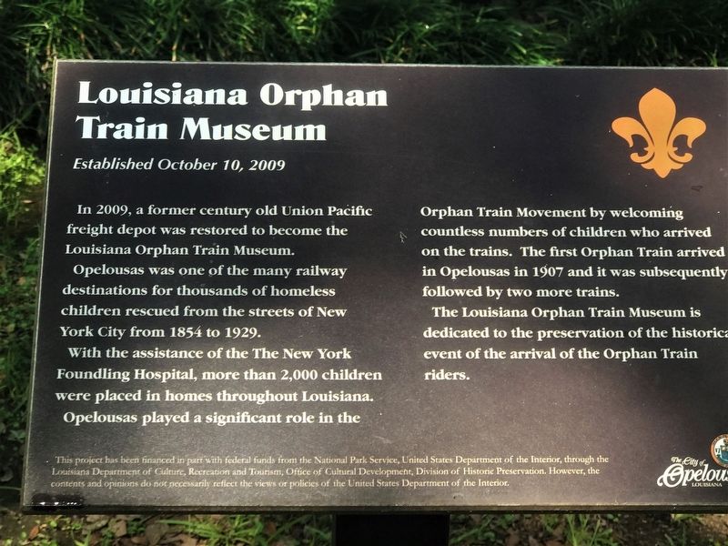 Louisiana Orphan Train Museum Marker image. Click for full size.