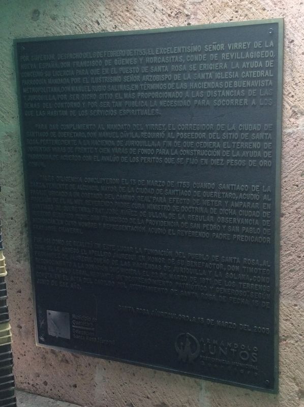 The History of Santa Rosa Jáuregui Marker. Click for full size. The History of Santa Rosa Jáuregui Marker image. Click for full size.