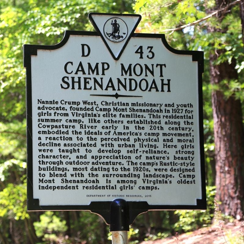 Camp Mont Shenandoah Marker. Click for full size. Camp Mont Shenandoah Marker image. Click for full size.