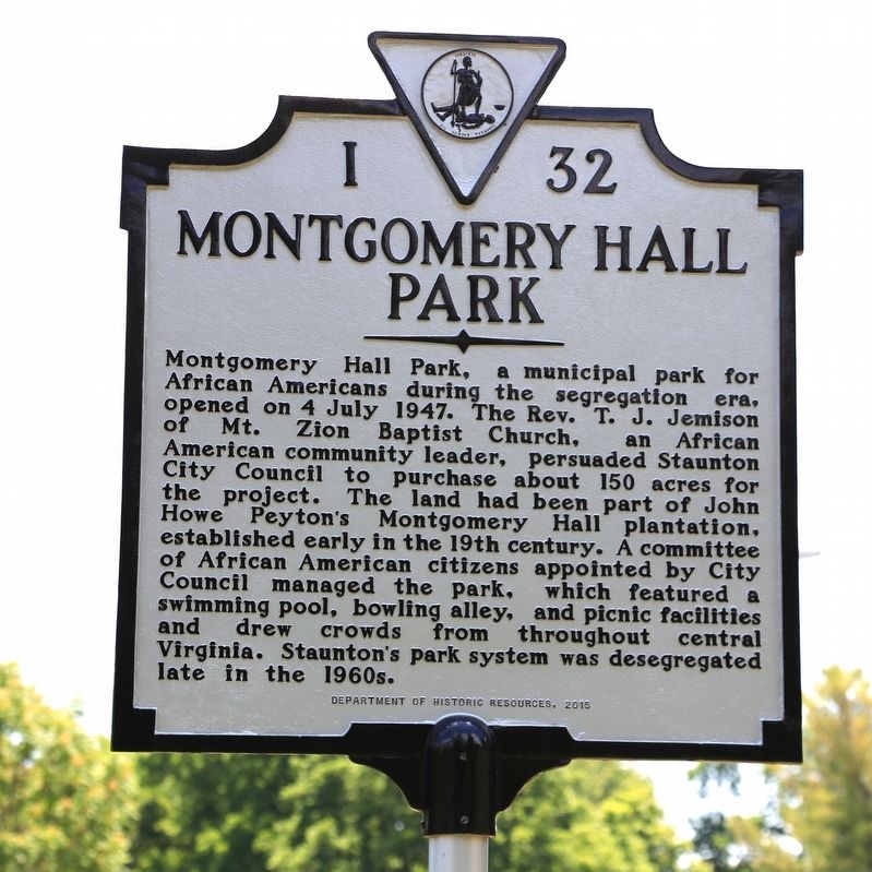 Montgomery Hall Park Marker. Click for full size. Montgomery Hall Park Marker image. Click for full size.