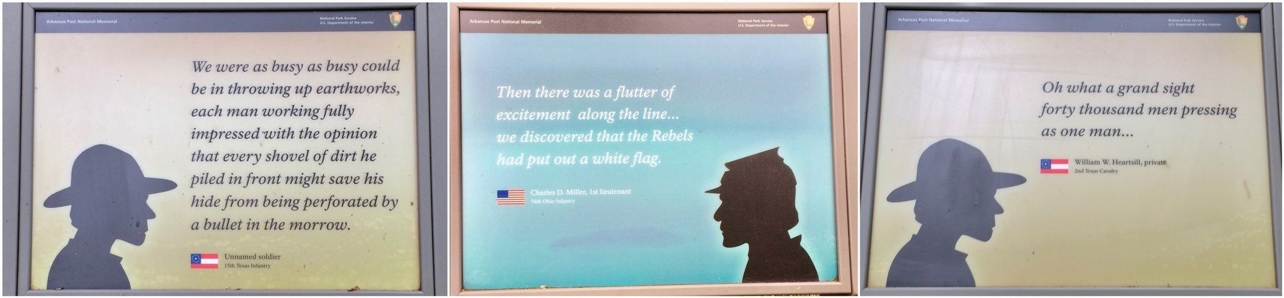 Quotes from Union and Confederate soldiers at the Battle of Arkansas Post.. Click for full size. Quotes from Union and Confederate soldiers at the Battle of Arkansas Post. image. Click for full size.