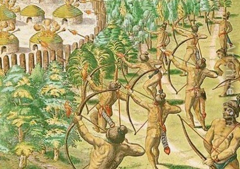 Attack on an Indian Village with Flaming Arrows. Click for full size. Attack on an Indian Village with Flaming Arrows image. Click for full size.