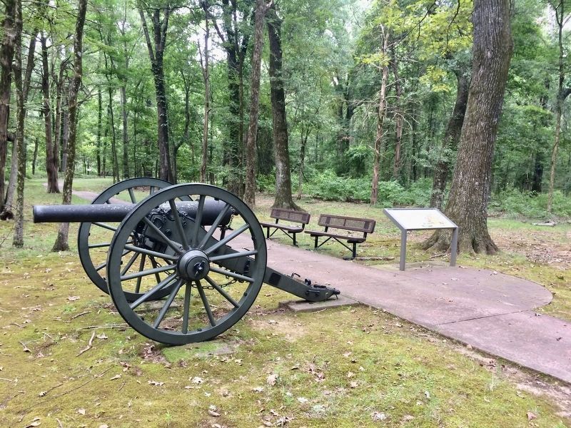 <i>Four guns...opened on us and a thousand rifles from the pits</i> Marker. Click for full size. <i>Four guns...opened on us and a thousand rifles from the pits</i> Marker image. Click for full size.