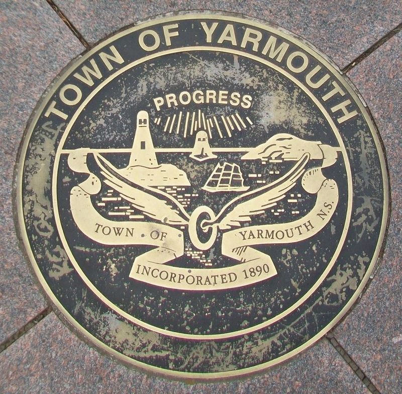 Town of Yarmouth Seal in Pavement in Frost Park. Click for full size. Town of Yarmouth Seal in Pavement in Frost Park image. Click for full size.