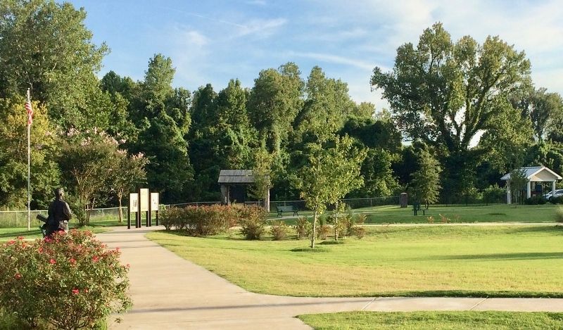 Located within Freedom Park, marker and statue are on extreme left. image. Click for full size.